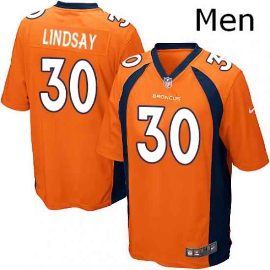 Men Nike Denver Broncos 30 Phillip Lindsay Game Orange Team Color NFL Jersey